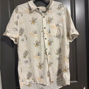 Banks Journal Men’s Cream and Yellow Floral Button Down Shirt - XL